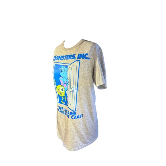 Pixar Monsters Inc Gray Graphic Tee We Scare Because We Care Design S - Picture 3 of 8